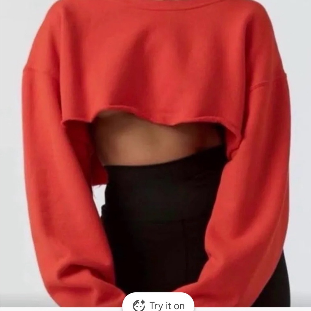 Joah Brown Red Cropped Long-Sleeve Sweatshirt